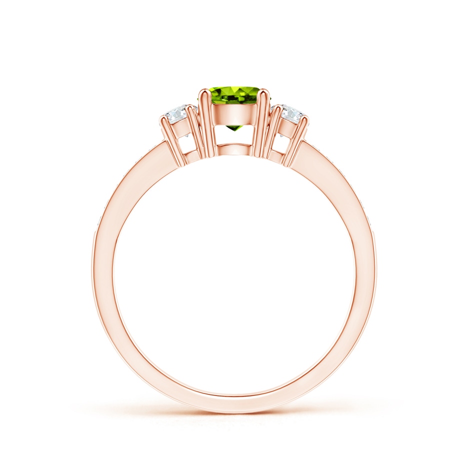 5mm AAAA Classic Three Stone Peridot and Diamond Ring in Rose Gold side-1