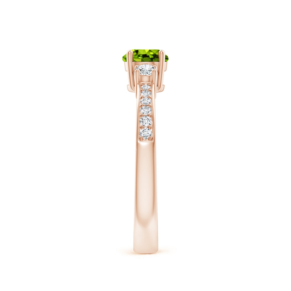 5mm AAAA Classic Three Stone Peridot and Diamond Ring in Rose Gold side-2