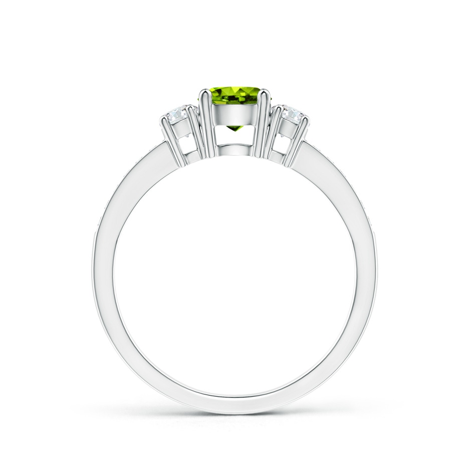 5mm AAAA Classic Three Stone Peridot and Diamond Ring in White Gold side-1