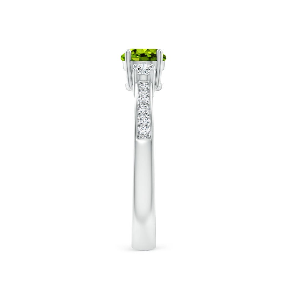 5mm AAAA Classic Three Stone Peridot and Diamond Ring in White Gold side-2
