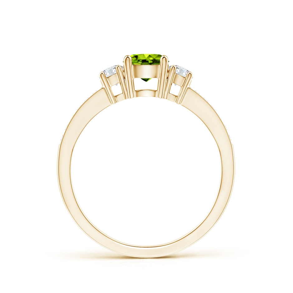 5mm AAAA Classic Three Stone Peridot and Diamond Ring in Yellow Gold side-1