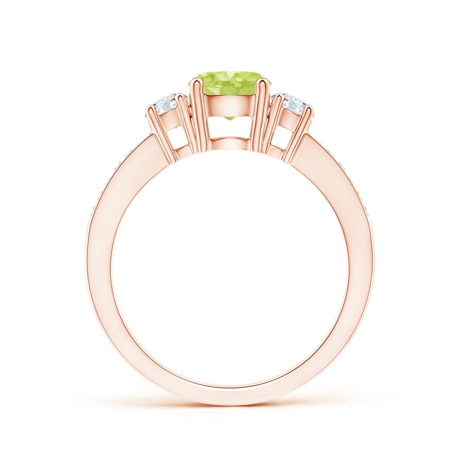 6mm A Classic Three Stone Peridot and Diamond Ring in Rose Gold side-1