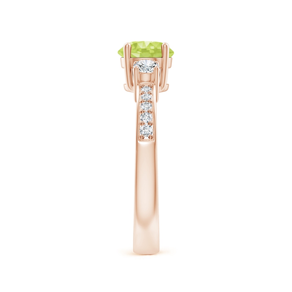 6mm A Classic Three Stone Peridot and Diamond Ring in Rose Gold side-2
