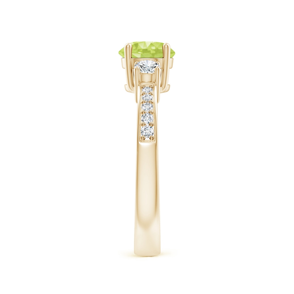 6mm A Classic Three Stone Peridot and Diamond Ring in Yellow Gold side-2