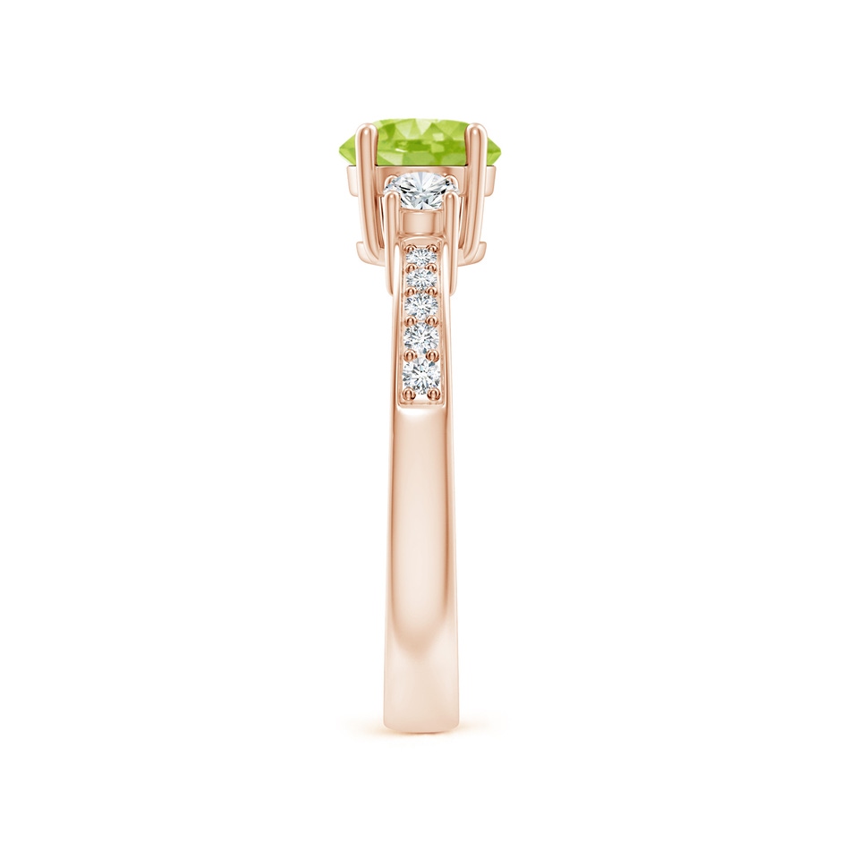 6mm AA Classic Three Stone Peridot and Diamond Ring in Rose Gold side-2