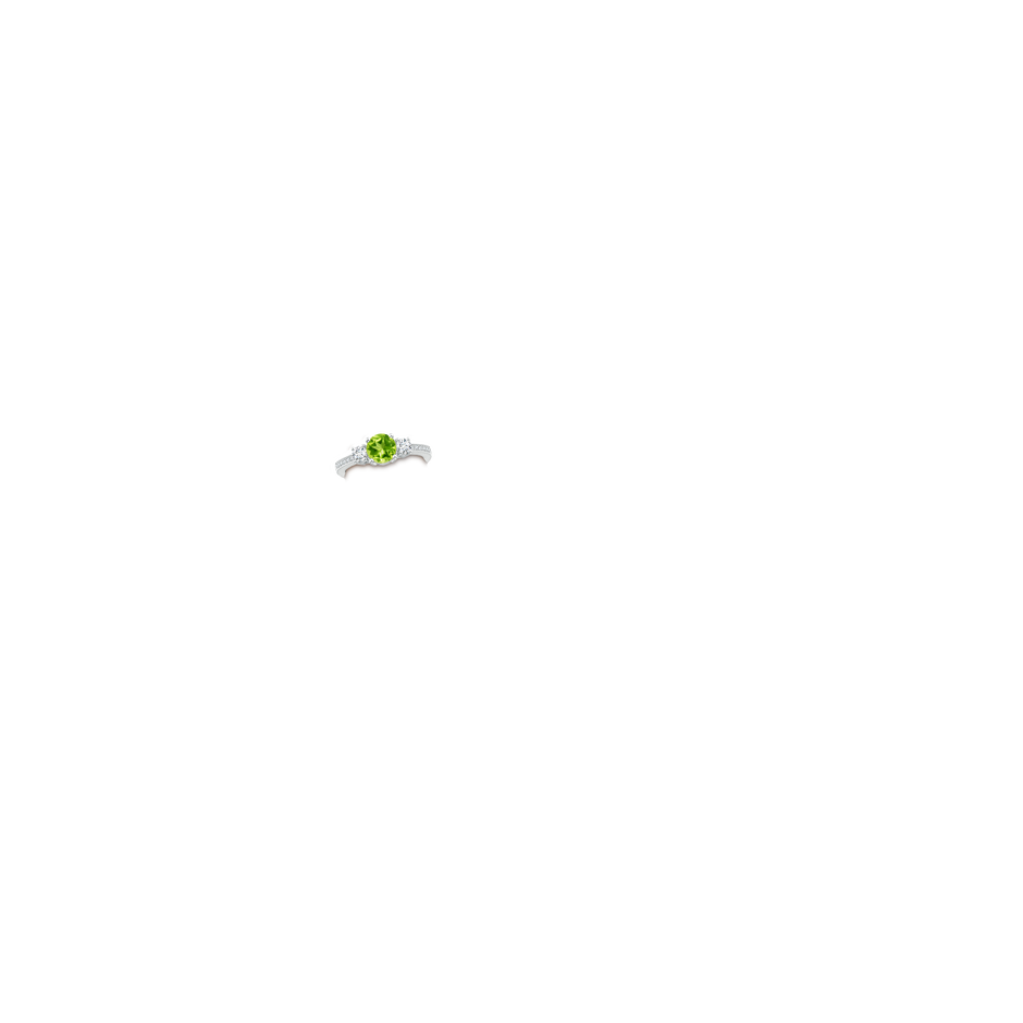 6mm AAA Classic Three Stone Peridot and Diamond Ring in P950 Platinum body-hand