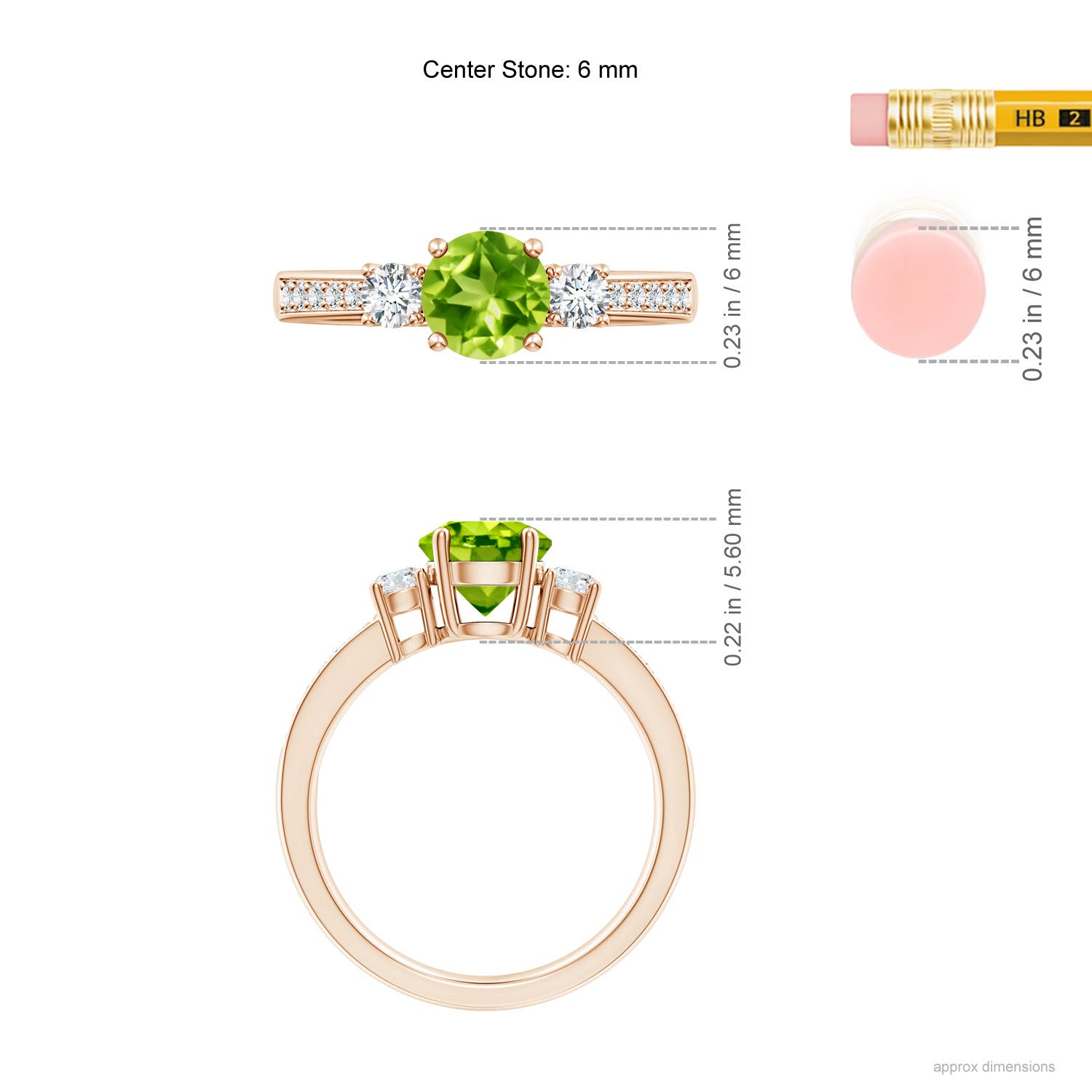 AAA - Peridot / 1.26 CT / 14 KT Rose Gold