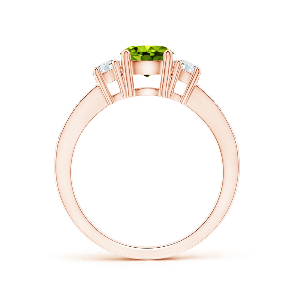 6mm AAAA Classic Three Stone Peridot and Diamond Ring in Rose Gold side-1