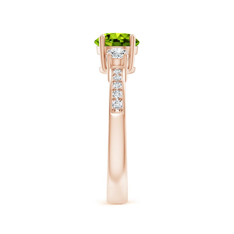 6mm AAAA Classic Three Stone Peridot and Diamond Ring in Rose Gold side-2