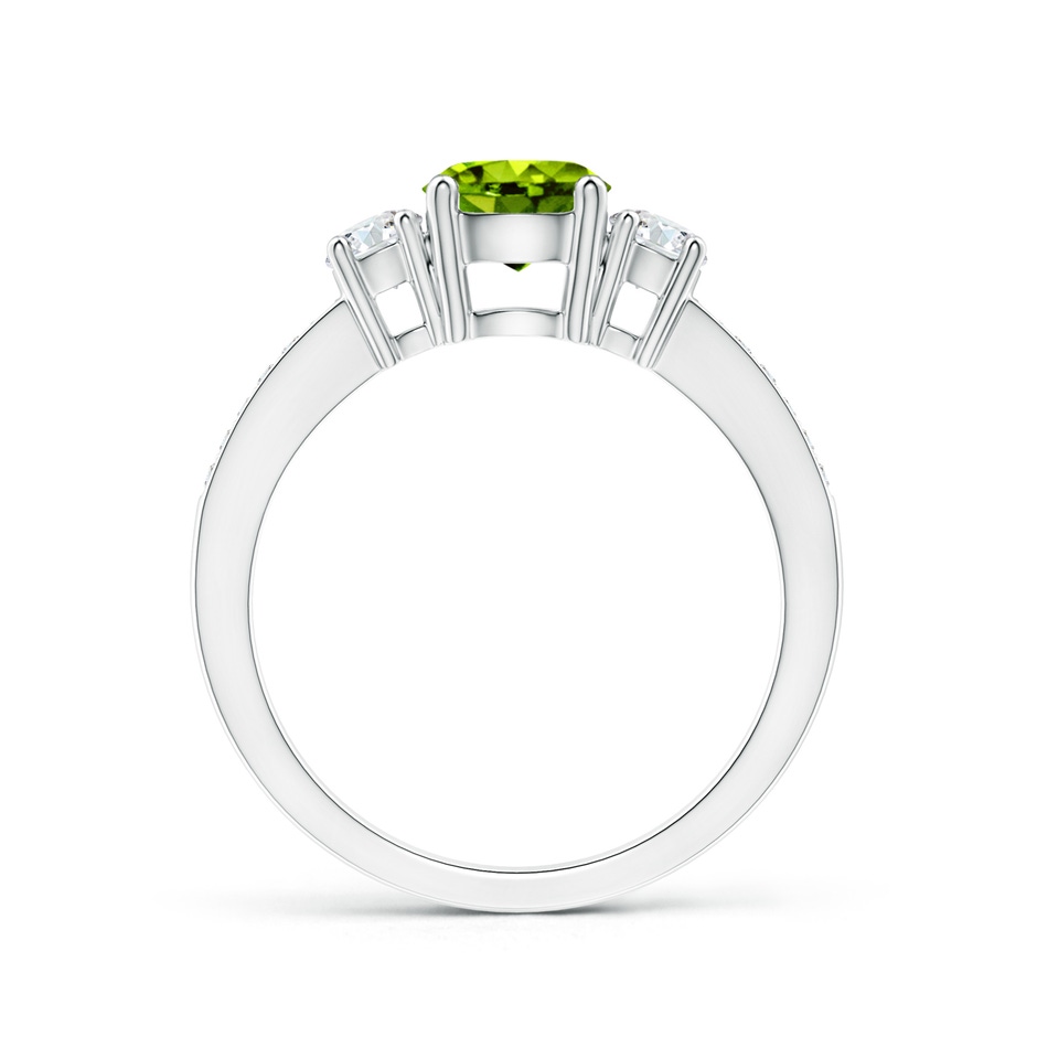6mm AAAA Classic Three Stone Peridot and Diamond Ring in White Gold side-1
