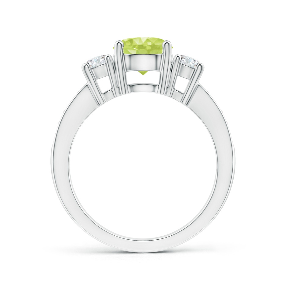 7mm A Classic Three Stone Peridot and Diamond Ring in P950 Platinum side-1