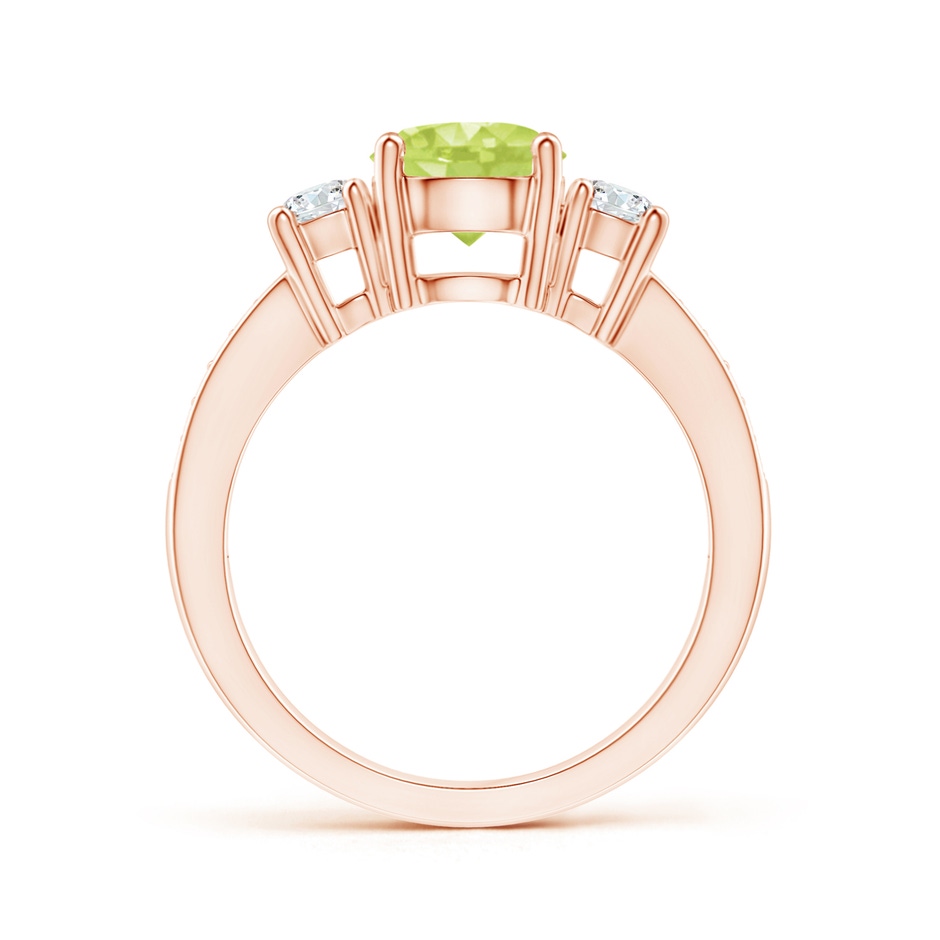 7mm A Classic Three Stone Peridot and Diamond Ring in Rose Gold side-1