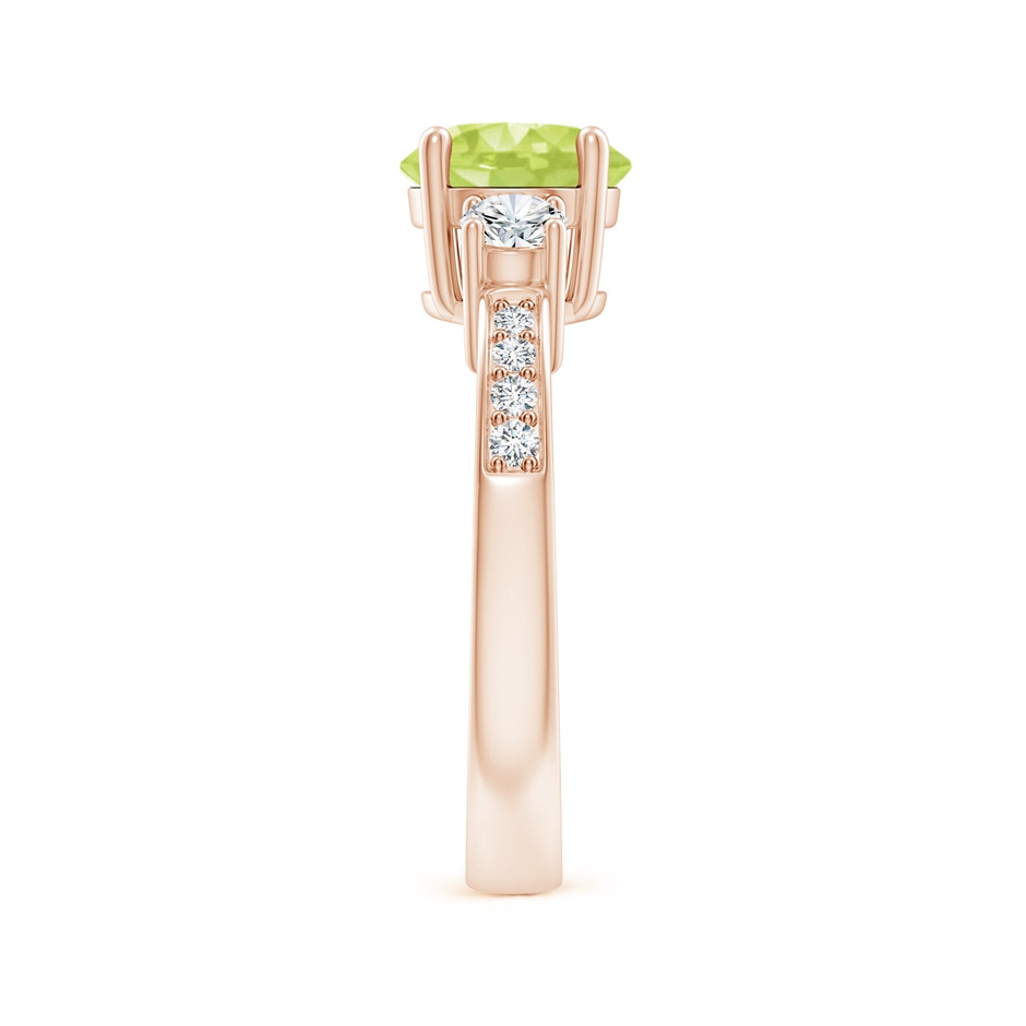 7mm A Classic Three Stone Peridot and Diamond Ring in Rose Gold side-2
