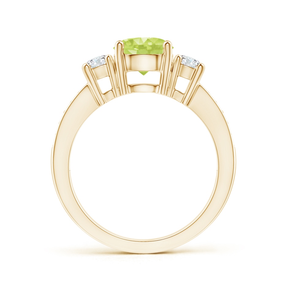 7mm A Classic Three Stone Peridot and Diamond Ring in Yellow Gold side-1
