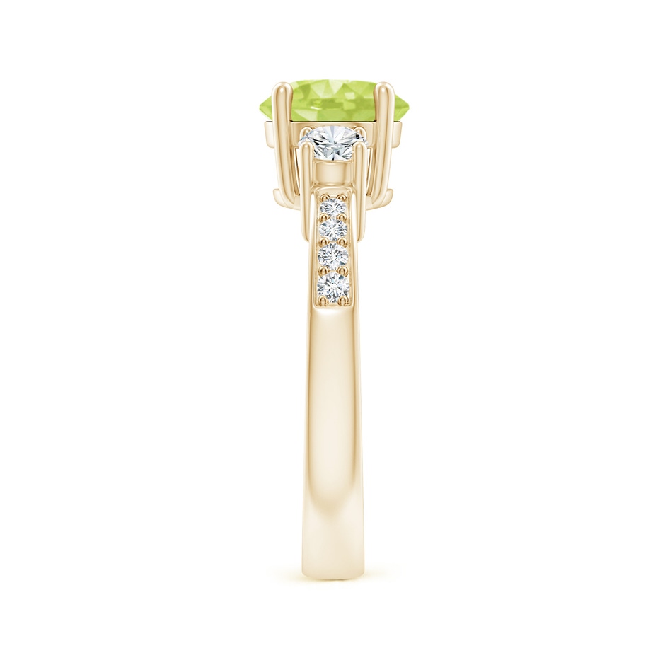 7mm A Classic Three Stone Peridot and Diamond Ring in Yellow Gold side-2