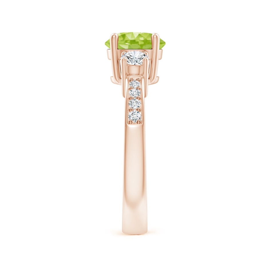 7mm AA Classic Three Stone Peridot and Diamond Ring in Rose Gold side-2
