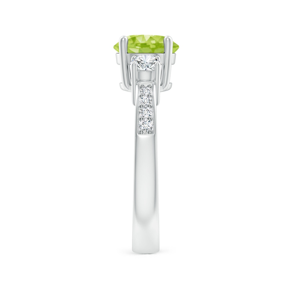 7mm AA Classic Three Stone Peridot and Diamond Ring in White Gold side-2