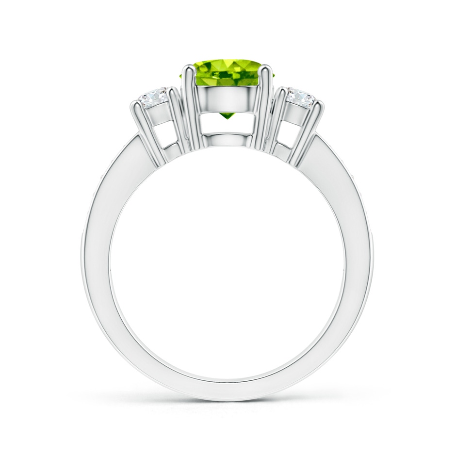 7mm AAA Classic Three Stone Peridot and Diamond Ring in P950 Platinum side-1