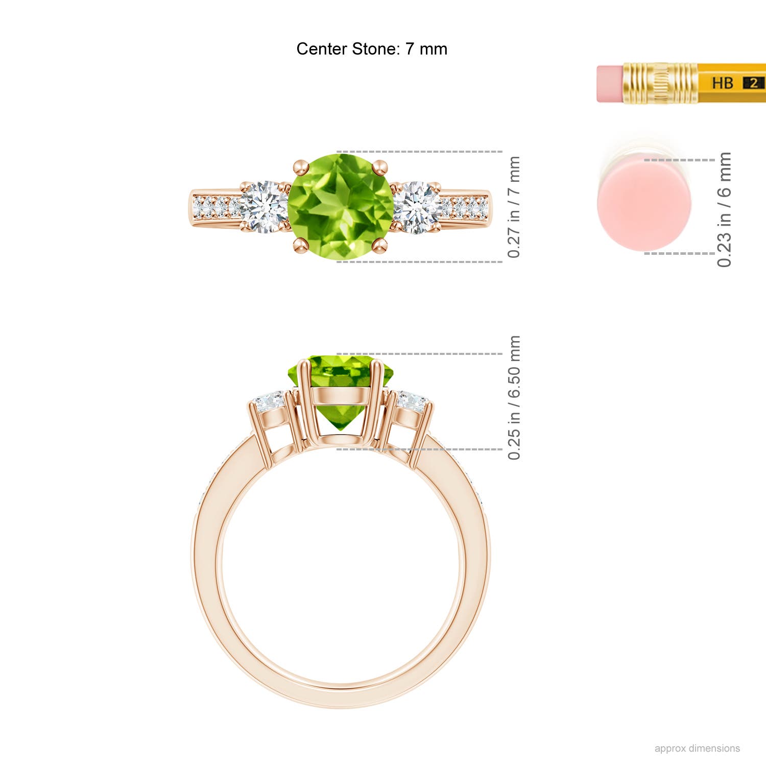 AAA - Peridot / 1.84 CT / 14 KT Rose Gold