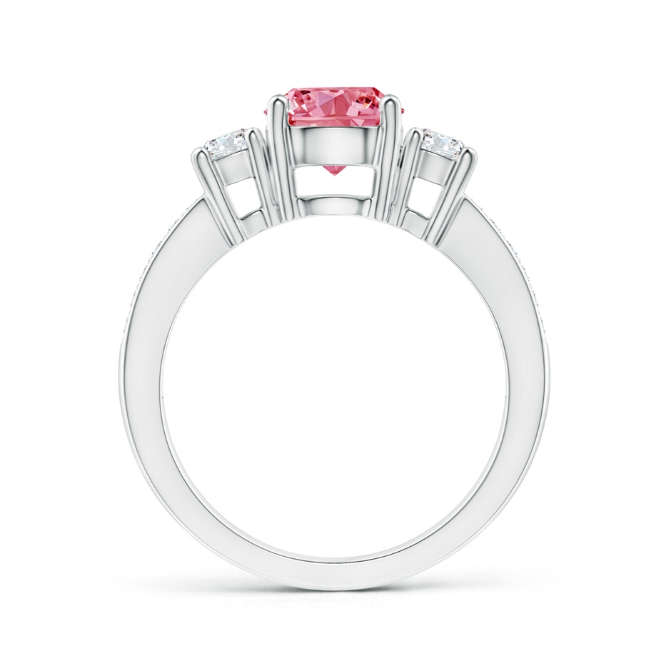 7mm AAAA Classic Three Stone Fancy Intense Pink and White Diamond Ring in P950 Platinum side 199