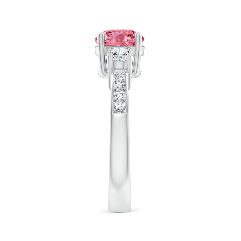 7mm AAAA Classic Three Stone Fancy Intense Pink and White Diamond Ring in P950 Platinum side 299
