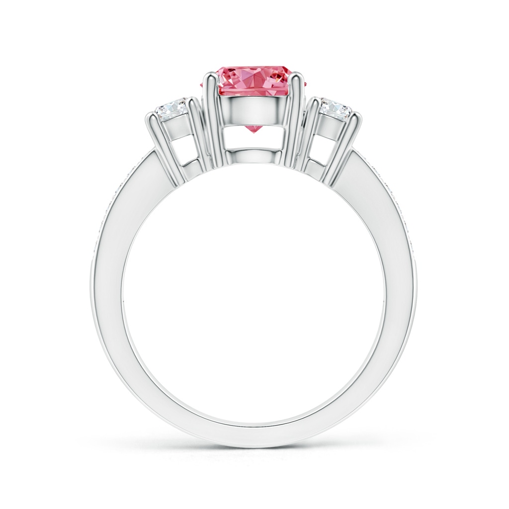 7mm AAAA Classic Three Stone Fancy Intense Pink and White Diamond Ring in White Gold - side 199