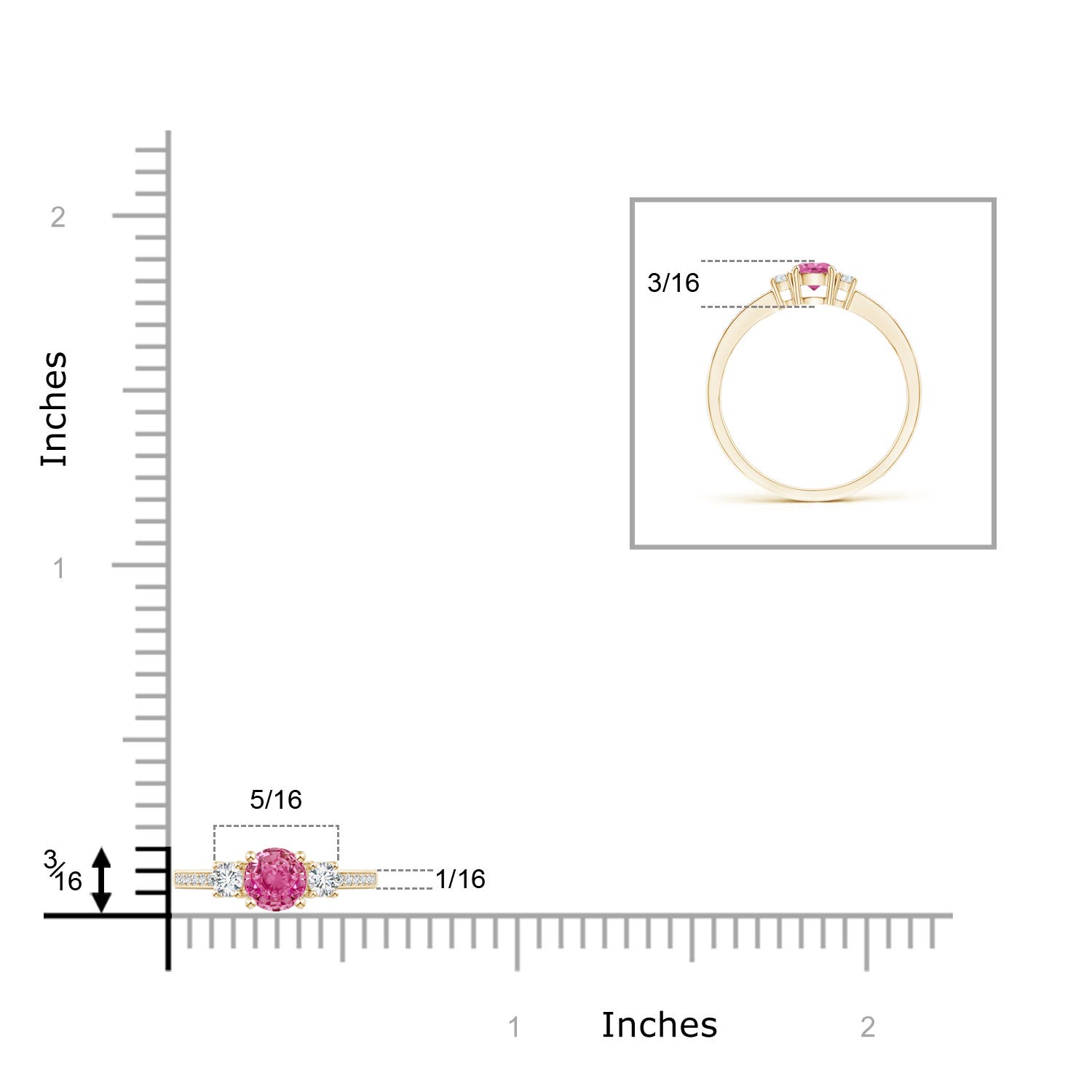 AAA - Pink Sapphire / 0.46 CT / 14 KT Yellow Gold