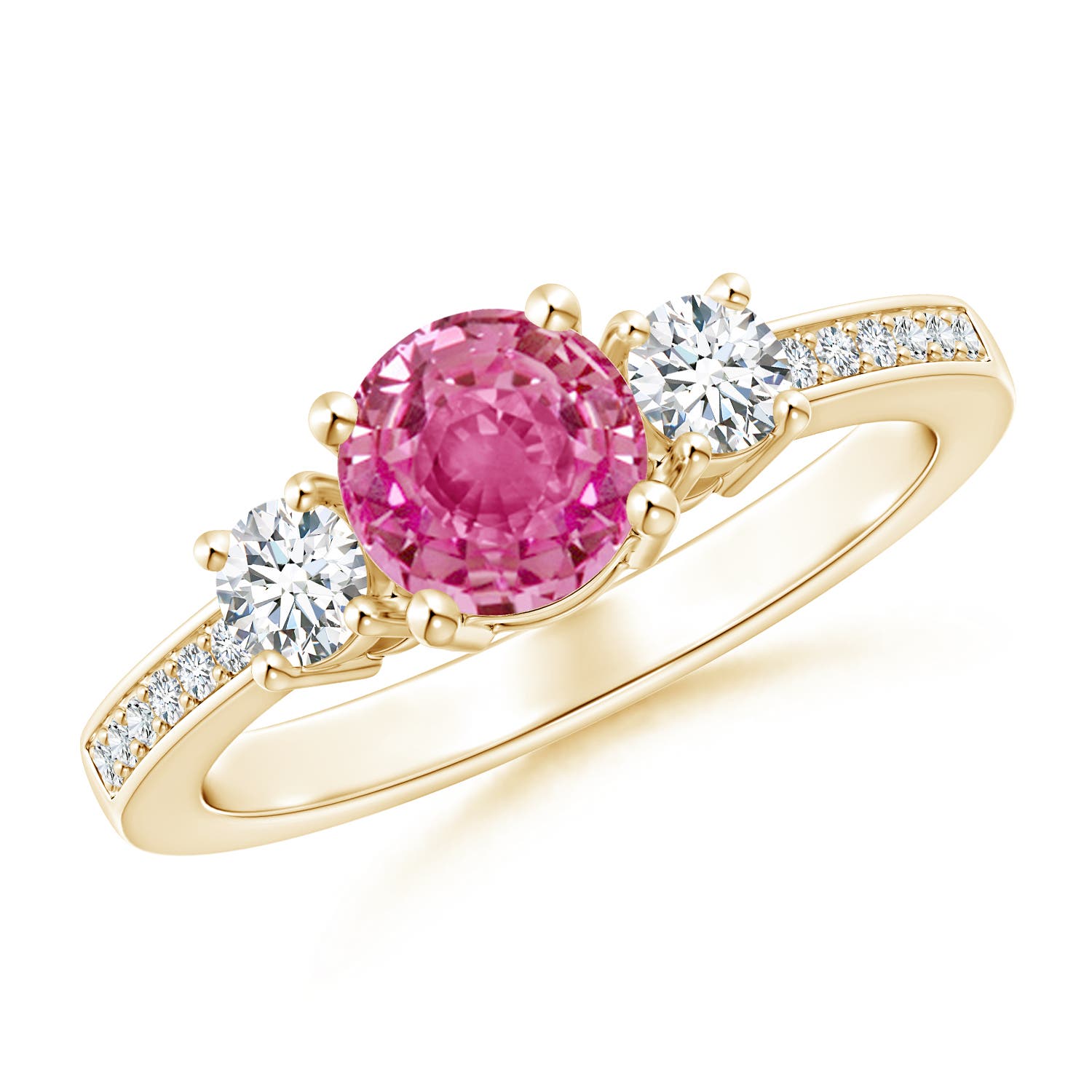 AAA - Pink Sapphire / 1.31 CT / 14 KT Yellow Gold