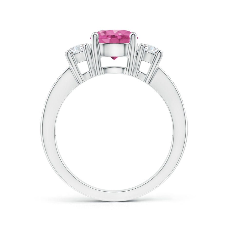 7mm AAA Classic Three Stone Pink Sapphire and Diamond Ring in White Gold product image