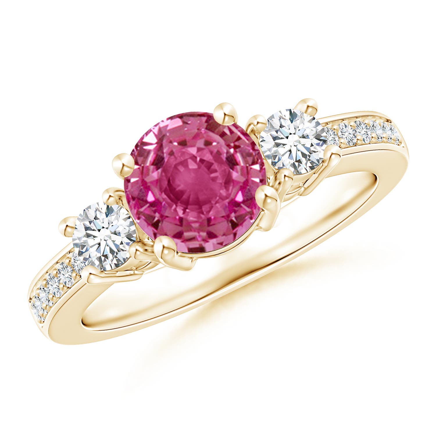 AAAA - Pink Sapphire / 2.04 CT / 14 KT Yellow Gold