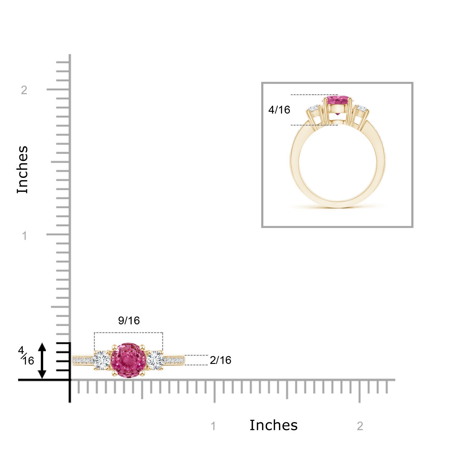 AAAA - Pink Sapphire / 2.04 CT / 14 KT Yellow Gold