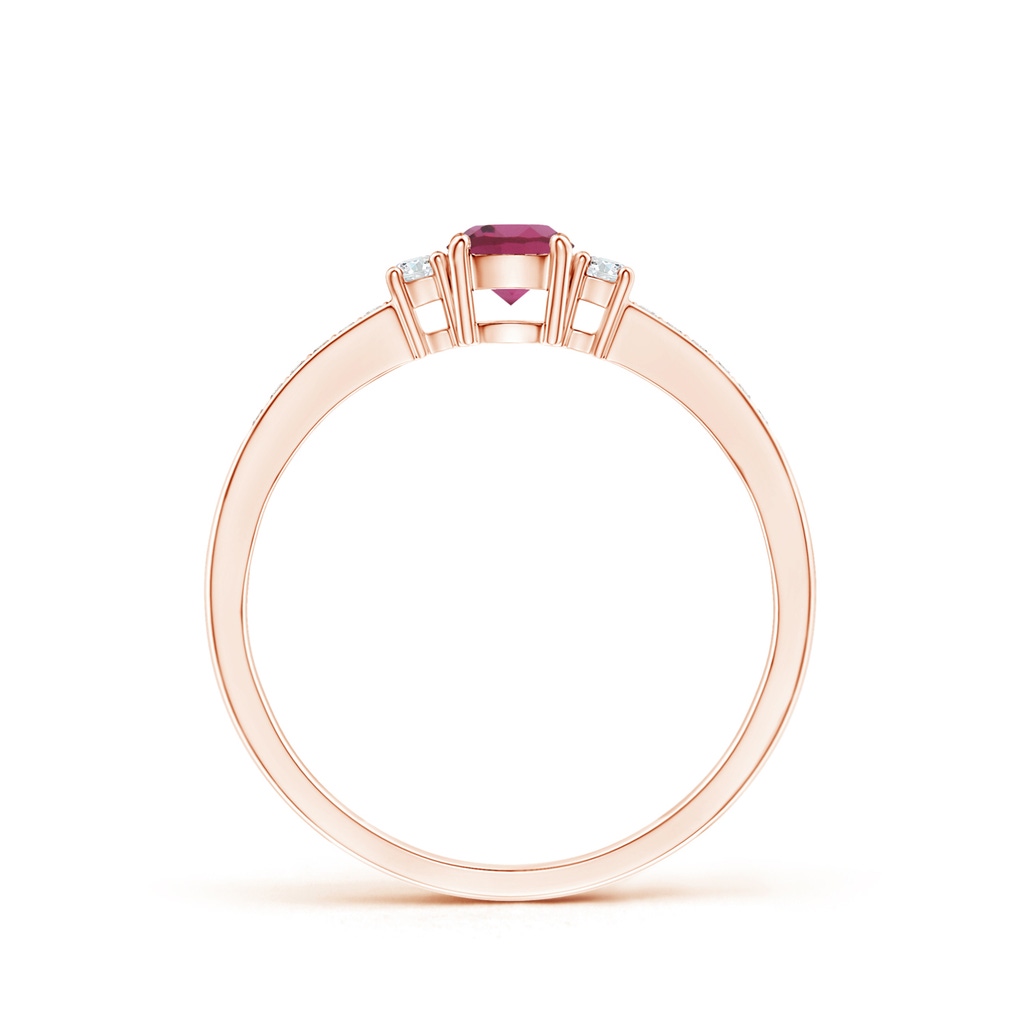 4mm AAAA Classic Three Stone Pink Tourmaline and Diamond Ring in 9K Rose Gold Product Image