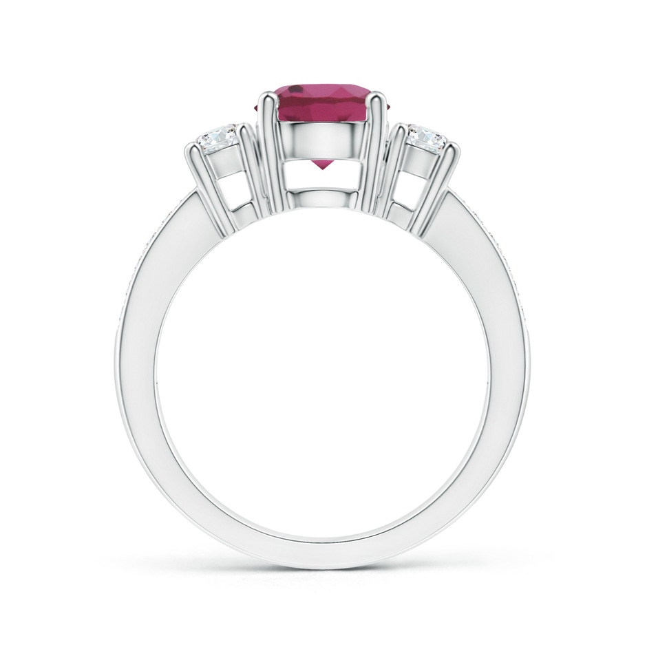 7mm AAAA Classic Three Stone Pink Tourmaline and Diamond Ring in White Gold product image