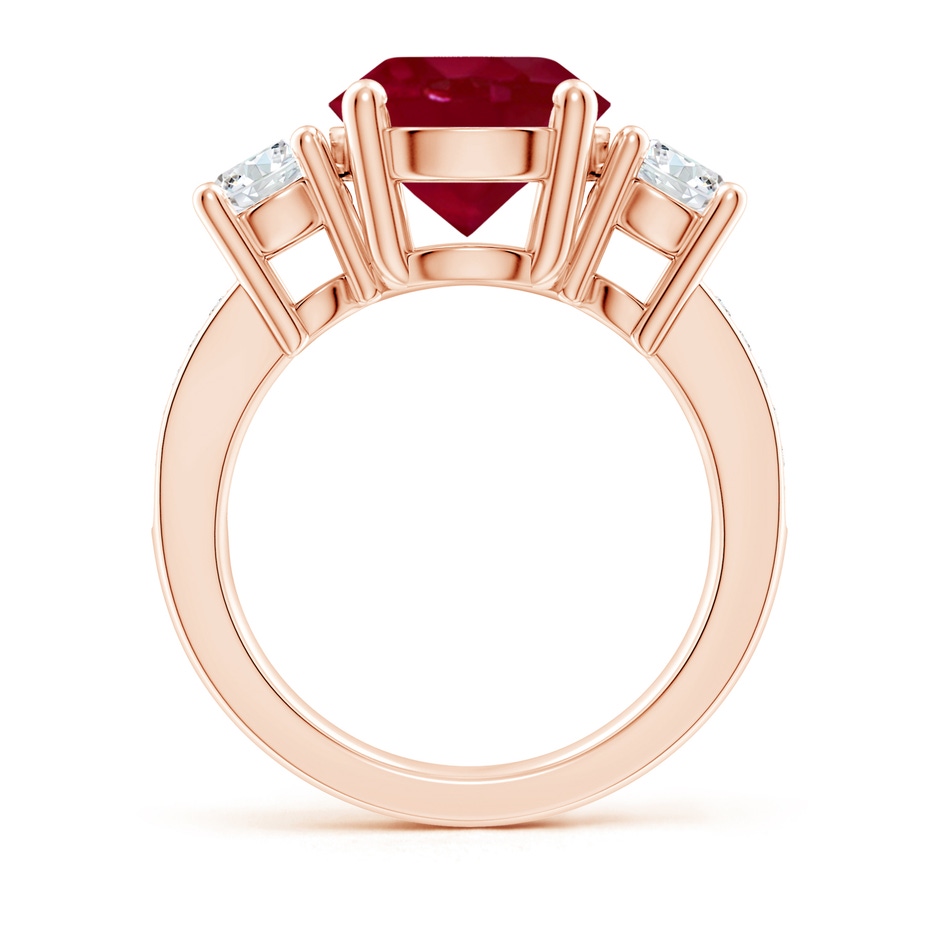 10mm AA Classic Three Stone Ruby and Diamond Ring in Rose Gold side 199