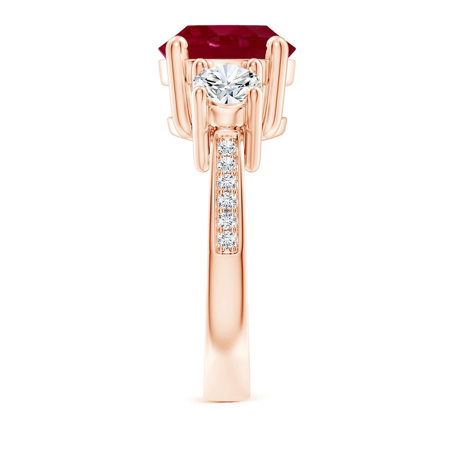 10mm AA Classic Three Stone Ruby and Diamond Ring in Rose Gold side 299
