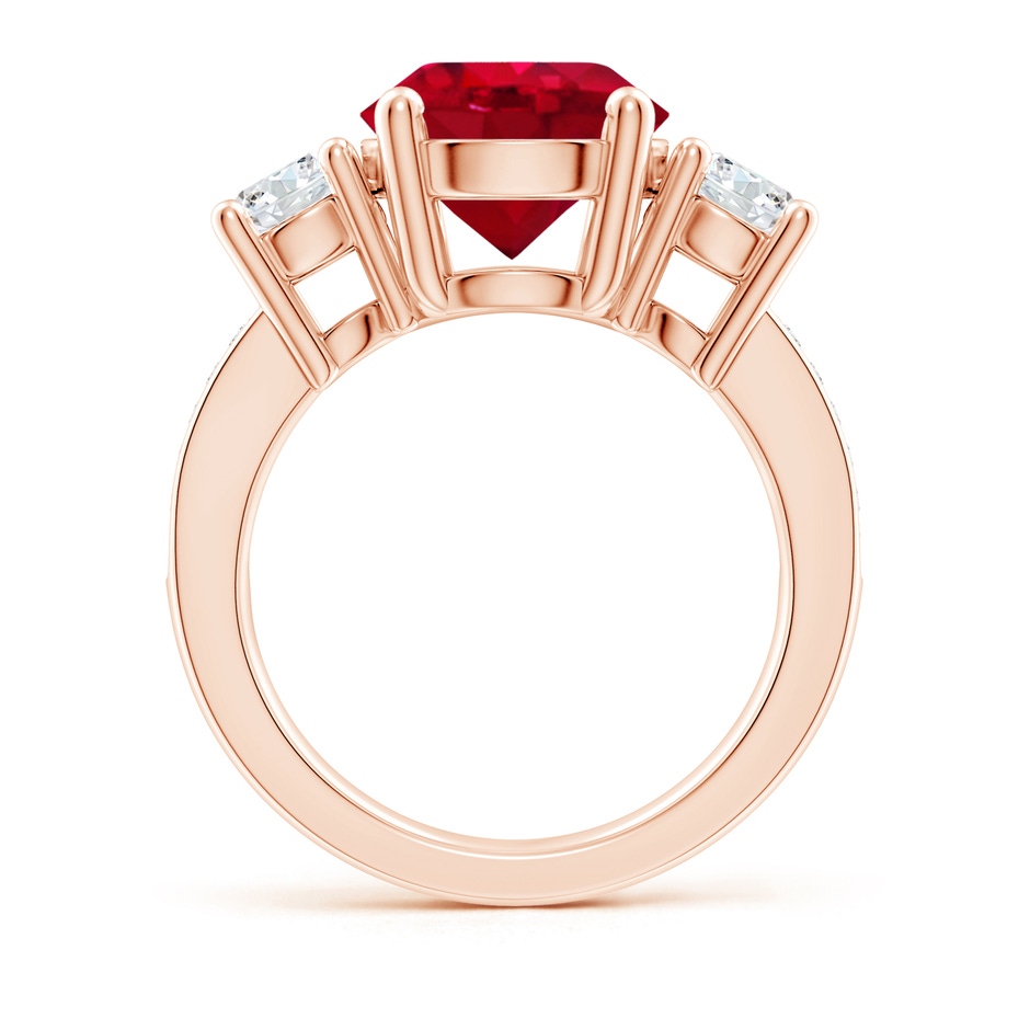 10mm AAA Classic Three Stone Ruby and Diamond Ring in Rose Gold side 199
