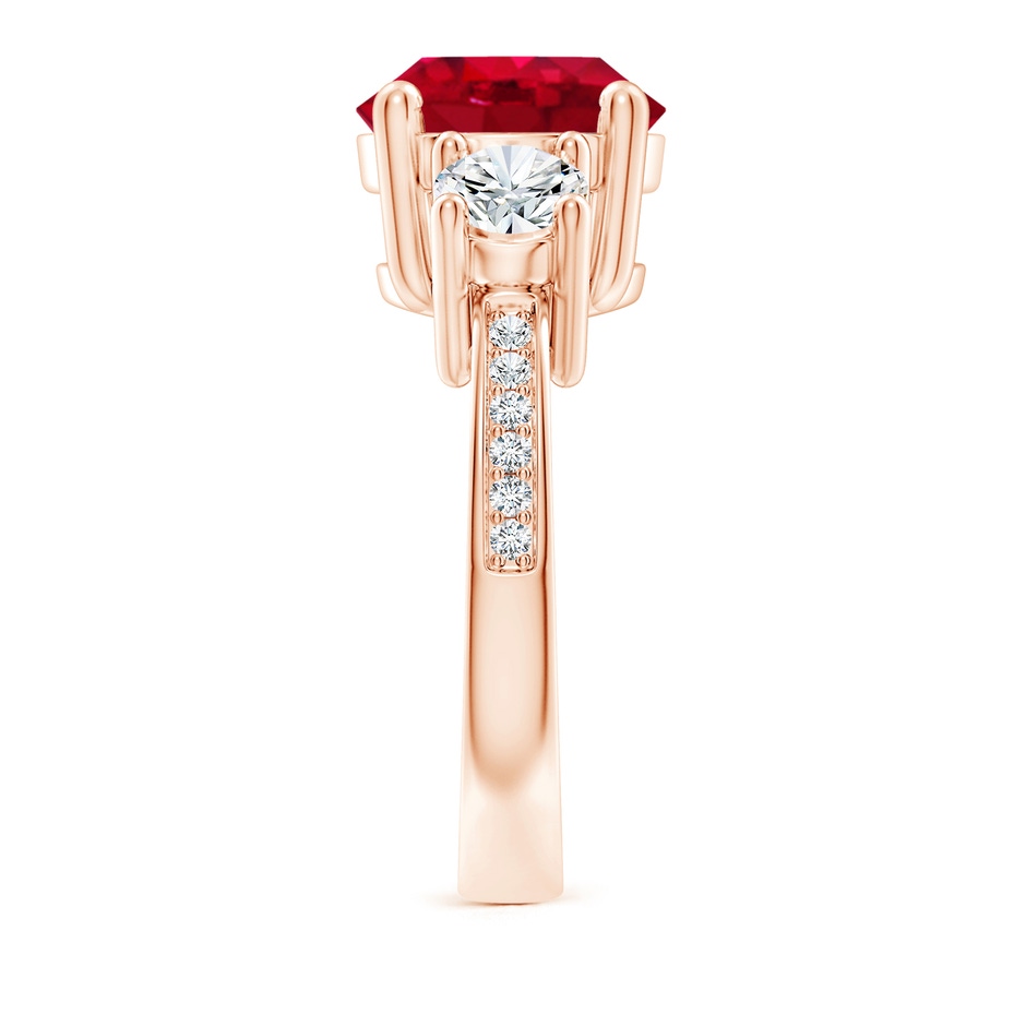 10mm AAA Classic Three Stone Ruby and Diamond Ring in Rose Gold side 299