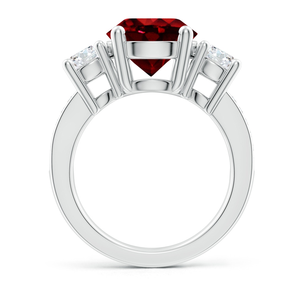 10mm AAAA Classic Three Stone Ruby and Diamond Ring in P950 Platinum - side 199