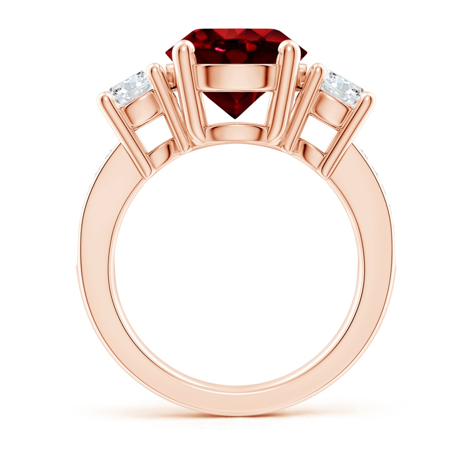 10mm AAAA Classic Three Stone Ruby and Diamond Ring in Rose Gold side 199