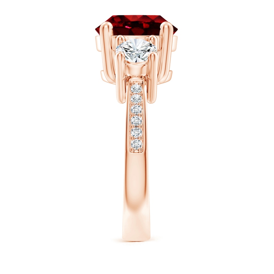 10mm AAAA Classic Three Stone Ruby and Diamond Ring in Rose Gold side 299