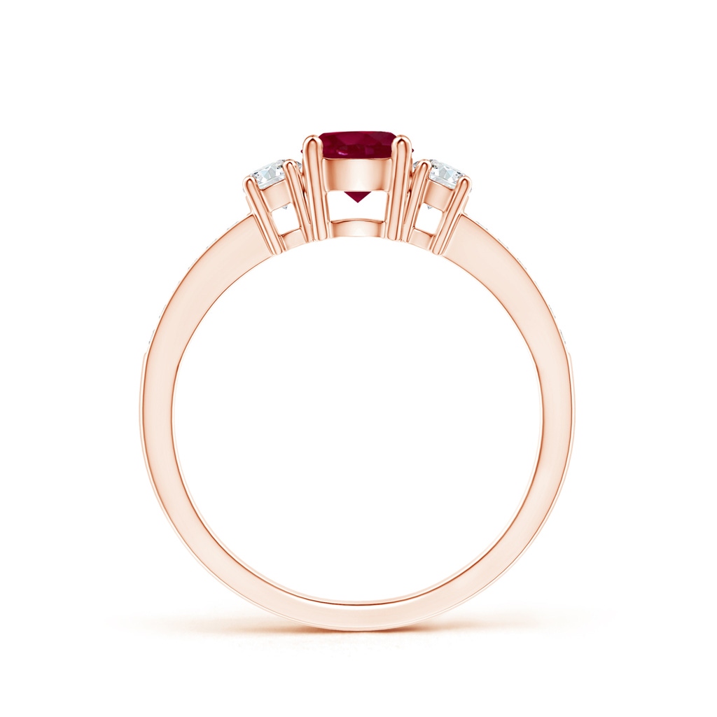 5mm A Classic Three Stone Ruby and Diamond Ring in 10K Rose Gold - side 199