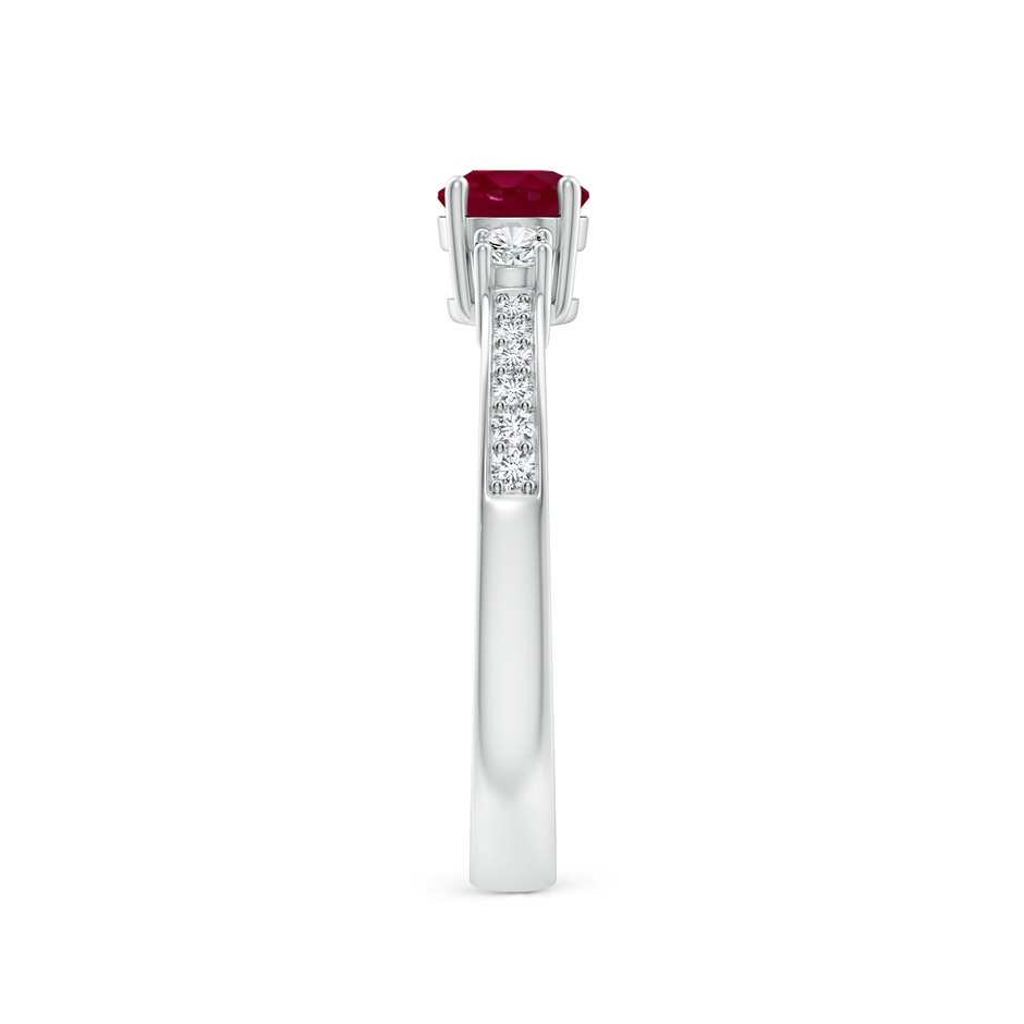 5mm A Classic Three Stone Ruby and Diamond Ring in White Gold side 299