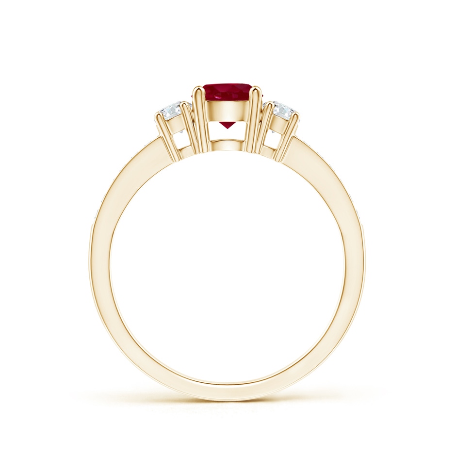 5mm AA Classic Three Stone Ruby and Diamond Ring in Yellow Gold side 199