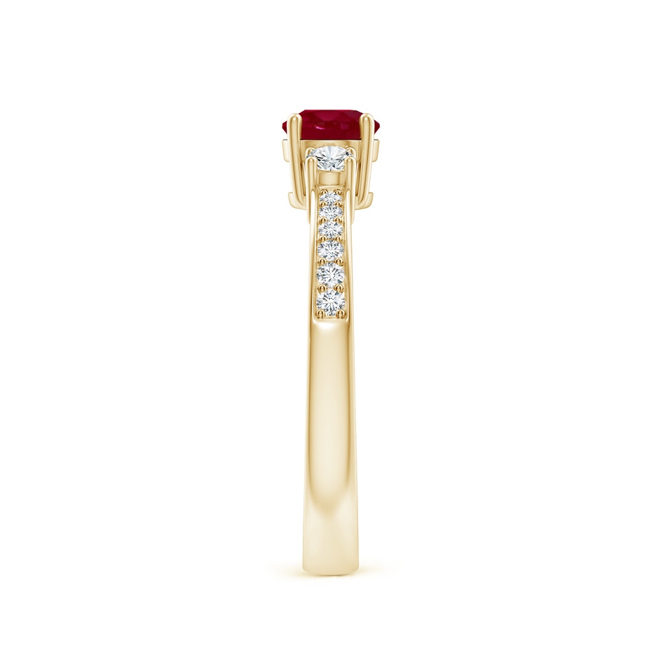 5mm AA Classic Three Stone Ruby and Diamond Ring in Yellow Gold side 299