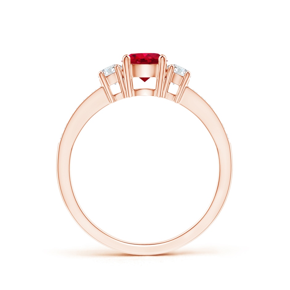 5mm AAA Classic Three Stone Ruby and Diamond Ring in Rose Gold side 199