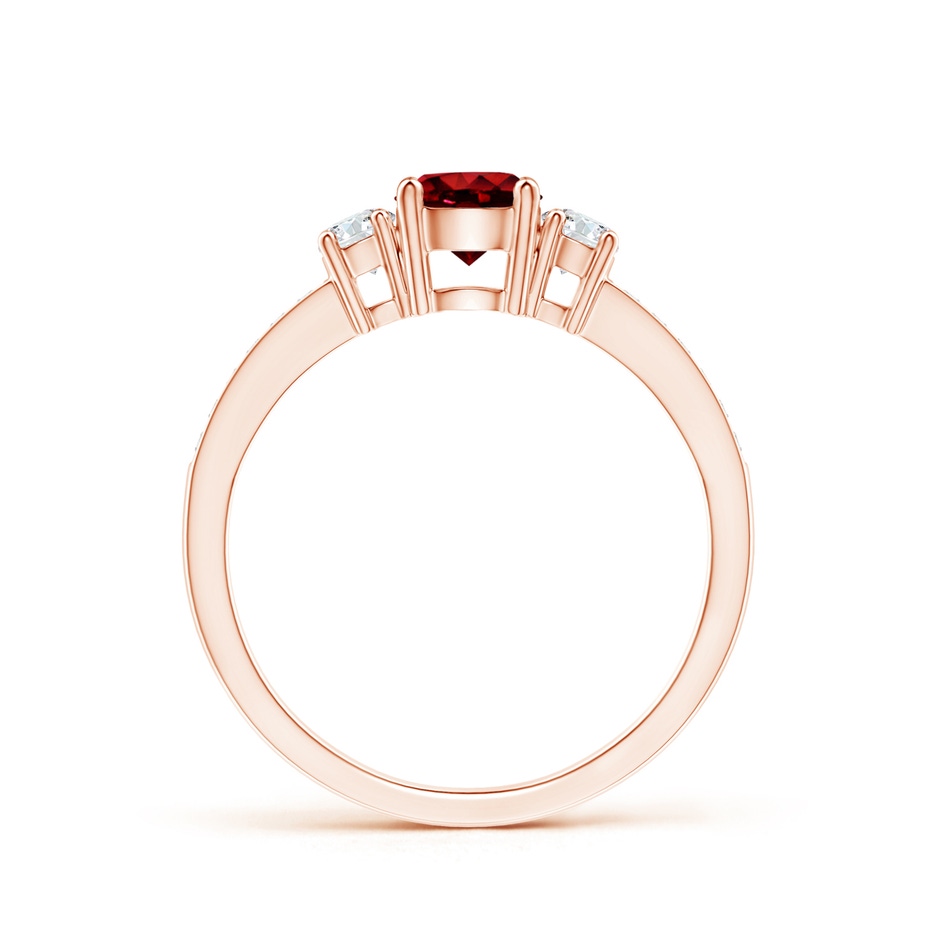 5mm AAAA Classic Three Stone Ruby and Diamond Ring in Rose Gold side 199