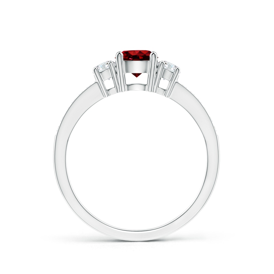5mm AAAA Classic Three Stone Ruby and Diamond Ring in White Gold side 199