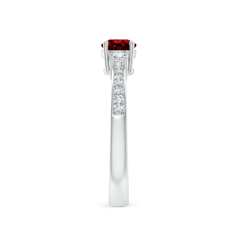 5mm AAAA Classic Three Stone Ruby and Diamond Ring in White Gold side 299