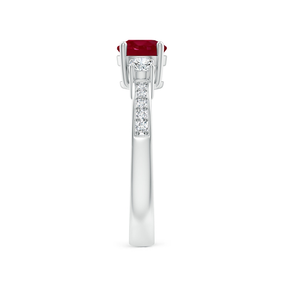 6mm AA Classic Three Stone Ruby and Diamond Ring in White Gold side 299