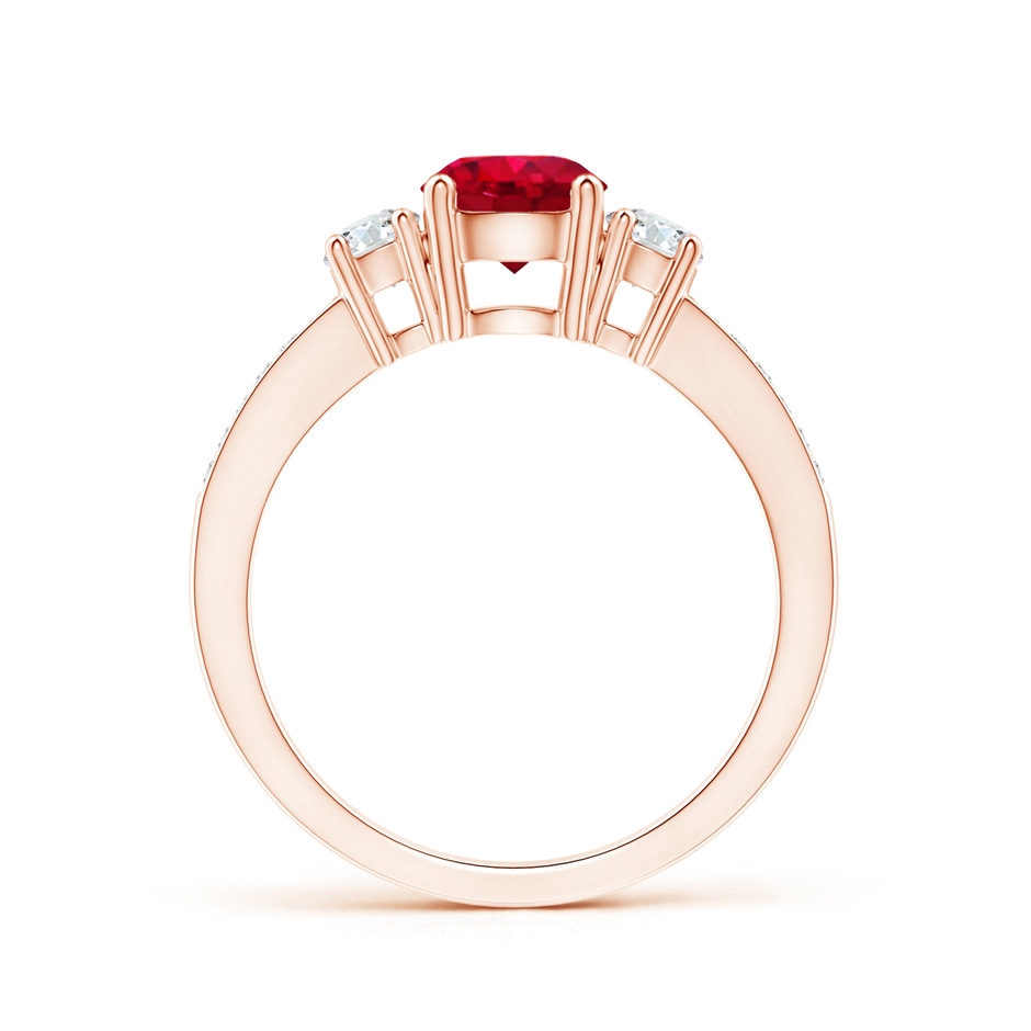 6mm AAA Classic Three Stone Ruby and Diamond Ring in Rose Gold side 199
